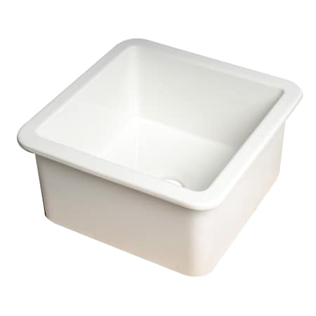 White Square 18 X 18 Undermount / Drop In Fireclay Prep Sink